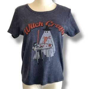 Witch Crafts Graphic Tee Grey Baby T Shirt Ghost Youth XL Womens Size Medium